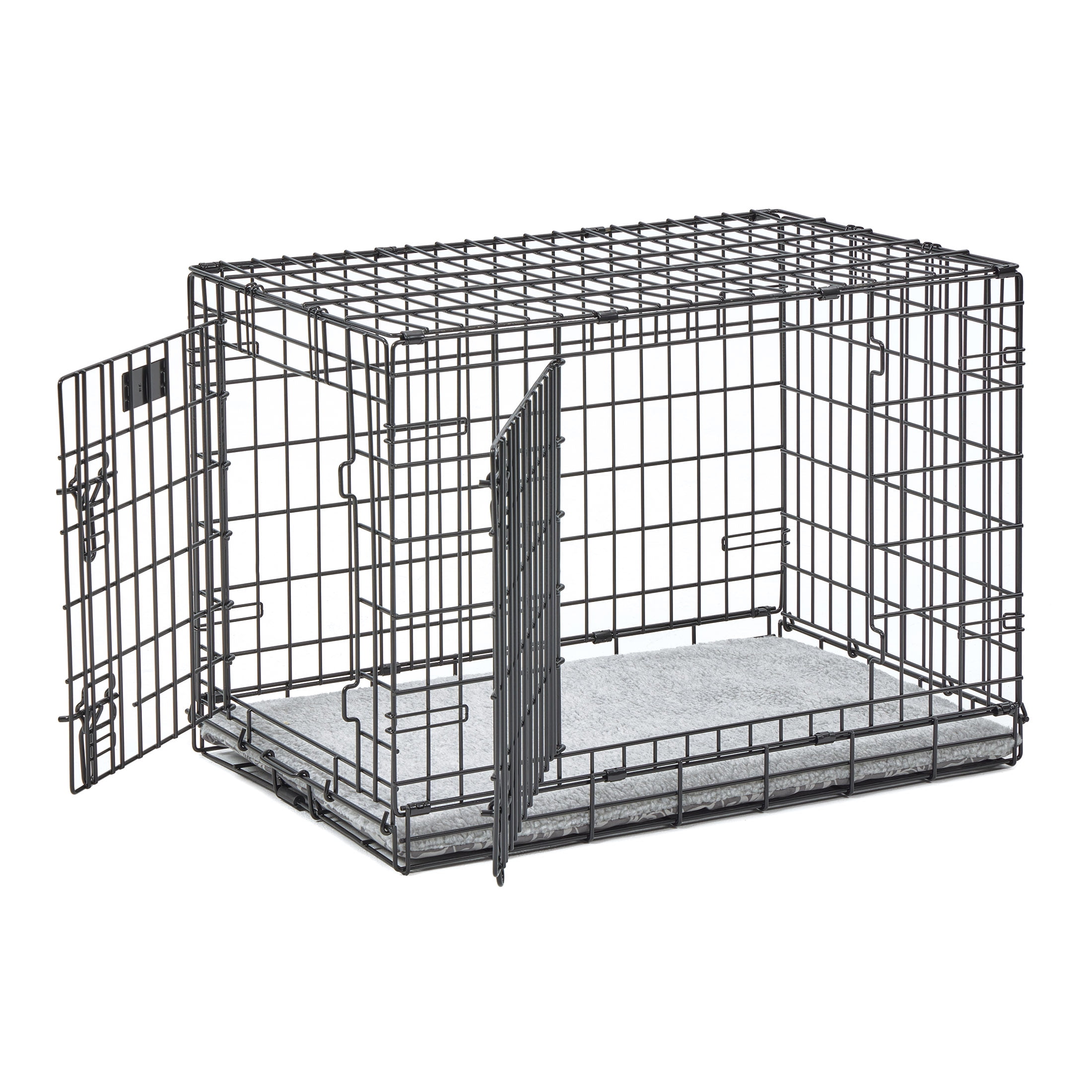 MidWest Homes for Pets QuietTime Reversible Dog Crate Pan Cover, 30 inch, Fleece, Gray Floral
