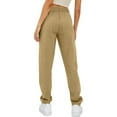thumbnail image 4 of Women's Sweatpants Tall Fleece Winter Thermal Casual Solid Color High Waisted Plus Velvet Running Fitness Sports Pants Khaki XL, 4 of 7
