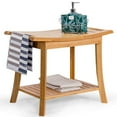 thumbnail image 2 of Gymax Bamboo Shower Seat Bench Bathroom Spa Bath Organizer Stool Storage Shelf, 2 of 10
