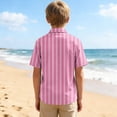 thumbnail image 5 of ZOYOEN Boys Dress Shirts with Pocket- Striped Short Sleeve Casual Summer Kids Button Down Shirts Pink Size 8, 5 of 8