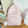 thumbnail image 3 of Polka Dots School Backpack, Aesthetic Backpack with Pendant, Multi-layer School Backpack for College Work Travel (Pink), 3 of 8