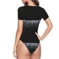 thumbnail image 4 of Easygdp Silver Glitter1 Women's One-Piece Swimsuit Slim Fit Crew Neck Bodysuit Athletic Swimwear with Concealed Buckle - Large, 4 of 9