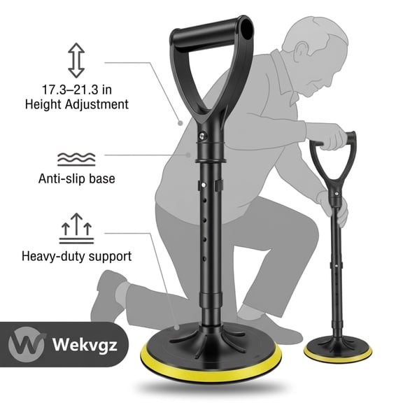 Wekvgz Assist Mobility Aids Tools for Elderly 17"-22" Height Adjustable Metal Standing to Help Get up from Floor Standup 6" Base Yellow Black