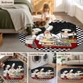 thumbnail image 5 of Round Rugs 3.3 Ft, Chef Non Slip Area Rugs for Kitchen Bedroom Entryway, Cartoon Cute Watercolor Cooking Black Plaid Washable Carpet Runner Rug Floor Mats for Bedroom Home Decor, 5 of 8