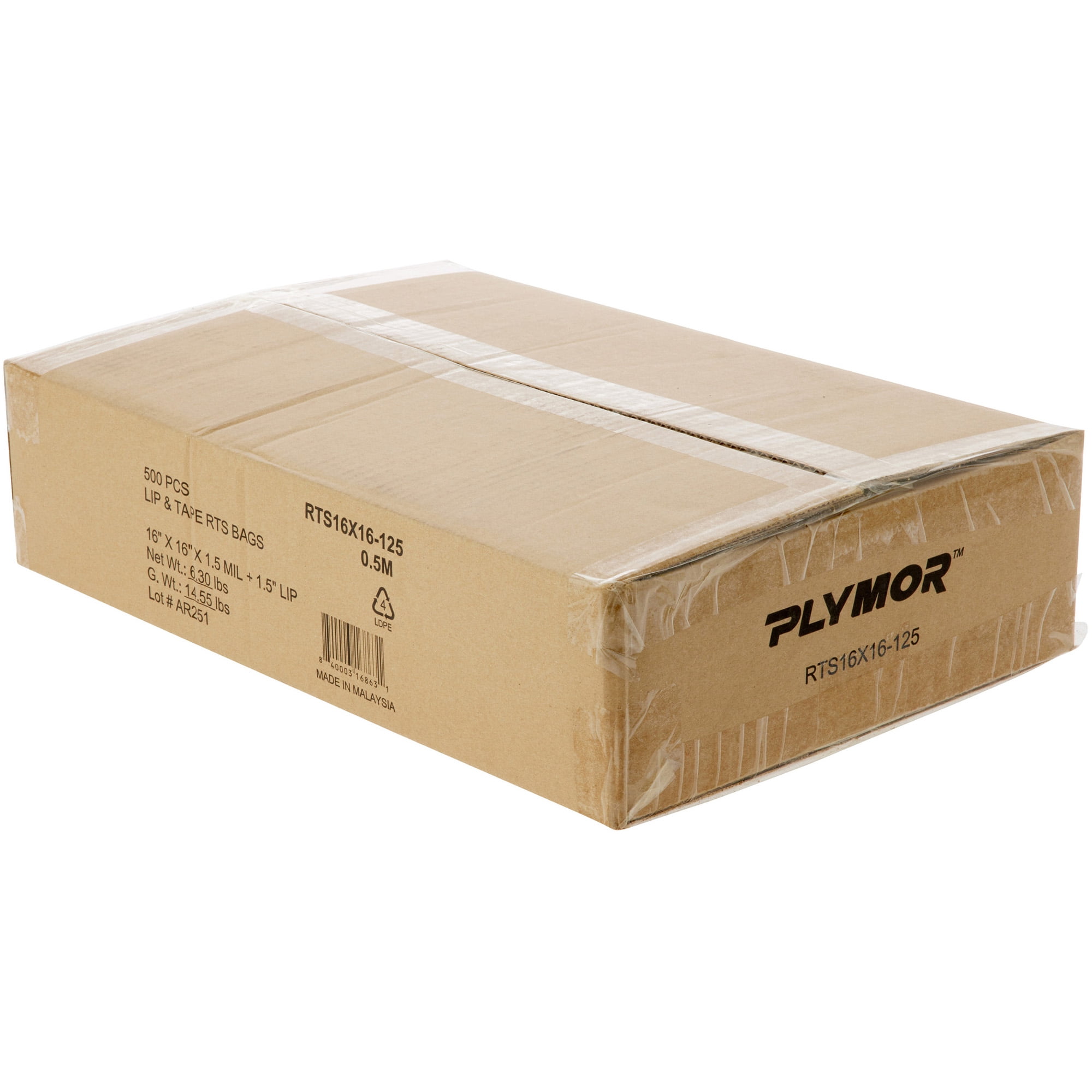 Plymor Ready to Ship 1.5 Mil Wicketed Poly Bags with Permanent Adhesive Strip and Suffocation Warning, 16" x 16" (Pack of 250)