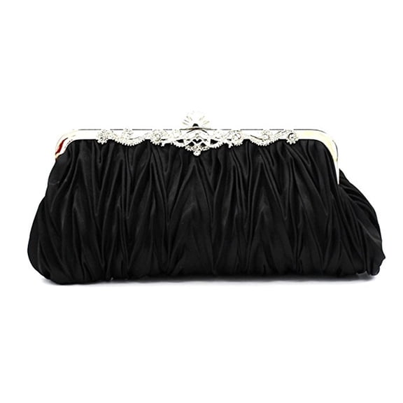 BESTYASH Pleated Evening Clutch Handbag with Detachable Chain Strap for Weddings, Parties, and Special Occasions