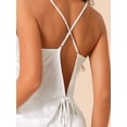 thumbnail image 4 of DARING DIVA Women's Satin Backless Lingerie Tops with Shorts Cami Pajamas Sets XL White, 4 of 6