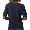 thumbnail image 5 of OIOLOYJM Women's Knitted Shirts 2026 Casual Short Sleeve V Neck Sweaters Spring Comfy Loose Fit Pullover Office Holiday Clothes Navy 2XL, 5 of 5