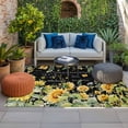 thumbnail image 2 of Black Sunflower Outdoor Rug for Patio/Deck/Porch, Non-Slip Large Area Rug 6 x 9 Ft, Summer Eucalyptus Botanical Floral Indoor Outdoor Rugs Washable Area Rugs, Reversible Camping Rug Carpet Runner, 2 of 8
