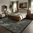 thumbnail image 4 of Lahome Washable 8'x10' Area Rug, Black Vintage Floral Rugs for Living Room, Non-Slip Soft Low Pile Farmhouse Botanical Birds Pattern Carpet for Bedroom Dining Room Office Decor, Black, 4 of 12