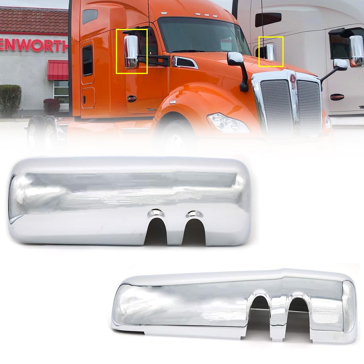 LEAVAN Driver&Passenger Side Chrome Door Mirror Covers for Kenworth