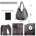 thumbnail image 3 of PlasMaller Fashion Women's Multi-pocket Cotton Canvas Handbags Shoulder Bags Totes Purses, Black, 3 of 7