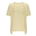 thumbnail image 5 of ZHENHONG T Shirts for Women,Summer Trendy Casual Short Sleeve Square Neck Blouses Plain Loose Graceful Tops,Beige Women Blouses, 5 of 5