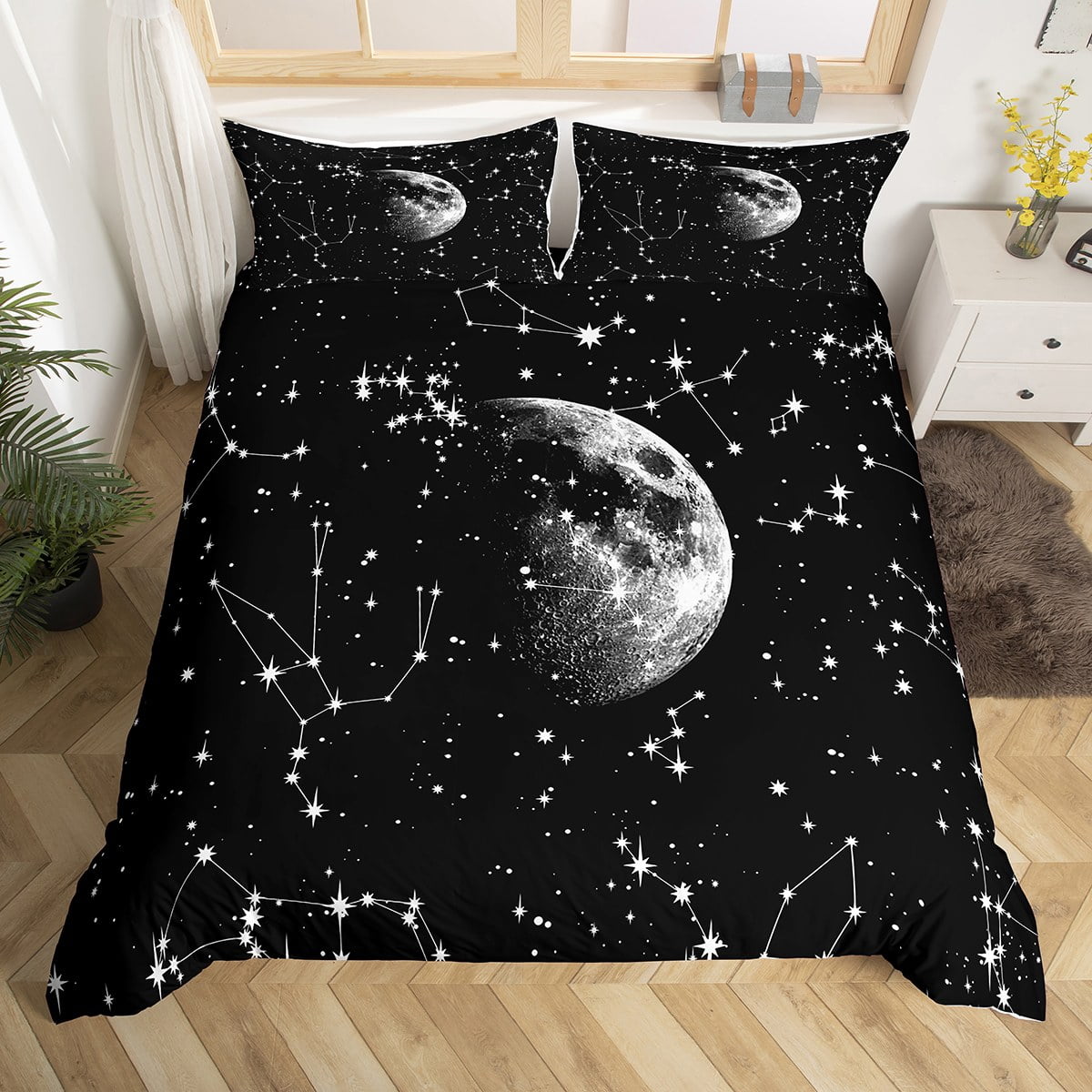 YST Trippy Moon Bedding Sets Queen Psychedelic Stars Comforter Cover