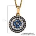 thumbnail image 7 of Luxoro AAA Blue Aquamarine Champagne Diamond Round 14K Yellow Gold Halo Pendant Necklace for Women Jewelry Gifts Size 20" Ct 1.3 I3 Clarity, 7 of 7