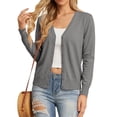 thumbnail image 2 of Bexdxz Women's Cardigan Sweater Lightweight Long Sleeve V Neck Knit Jacket for Spring Fall Layering Dark Gray L, 2 of 6