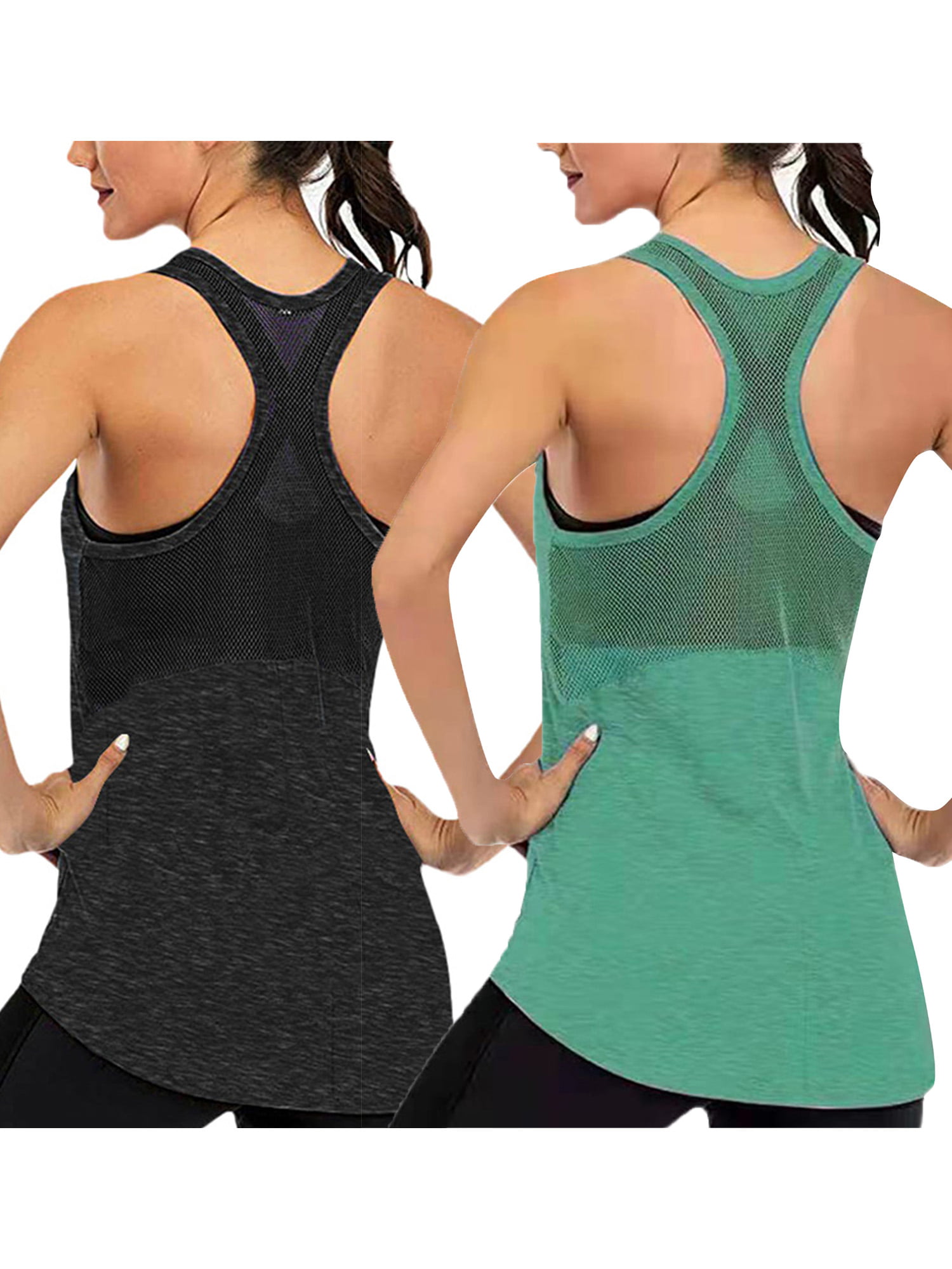 Womens Workout Tank Tops Gym Sleeveless Yoga Shirts Mesh Breathable Sport Tops