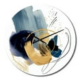 thumbnail image 2 of Designart "Landscape with Dark Blue and Gold Strokes V" Modern Geometric Oversized Wall Clock, 2 of 5