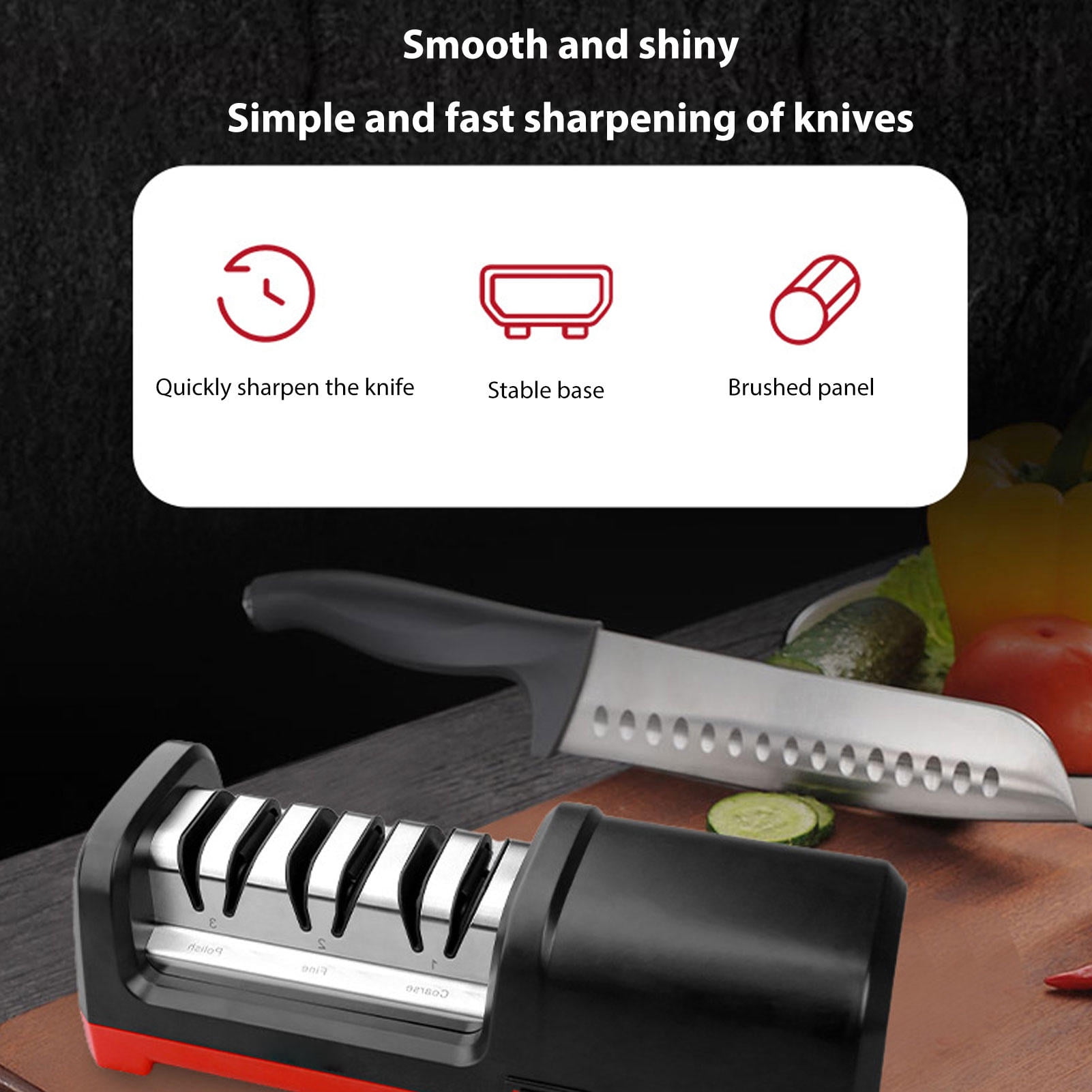 LAZIOEGR 3‑Stage Electric Knife Sharpener with 15° Angle Guide, Diamond & Resin Wheels, Magnetic Dust Collection