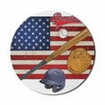 thumbnail image 1 of Sports Mouse Pad for Computers, USA American Flag and Baseball Equipment Championship Tournament Inspired Artwork, Round Non-Slip Thick Rubber Modern Mousepad, 8" Round, Multicolor, by Ambesonne, 1 of 2