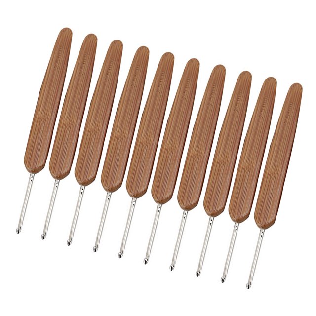 sweethay 10 Uds ganchos de ganchillo mango de bambú agujas de costura herramientas de bordado de punto, cabeza única, 2,5mm Type2 NO2 sweethay HA006418-09