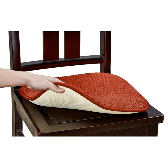 2 Pack Premium Memory Foam Non-Slip Ultra Soft Chenille Surface Chair Pad Cushions - Pumpkin Spice