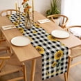 thumbnail image 3 of Sunflower Checked Table Runner - 60 Inch Long, Kitchen Dining Table Runner Dresser Scarves, Vintage Garden Floral Bees Farmhouse Farmhouse Decor for Coffee Tables Wedding Party Banquet, 3 of 8