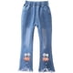 thumbnail image 2 of LNICEAR Niños Niñas Jeans Casual Color Sólido Volantes Bell-Bottoms Pantalones De Mezclilla Mediados De Cintura Acampanados Pantalones, 2 of 5