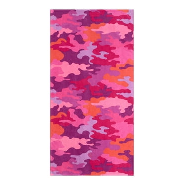 Mainstays Beach Collection Pink Camo Cotton-Blend Beach Towel