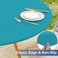 thumbnail image 4 of Round Fabric Fitted Tablecloth, Elastic Waterproof Oil Proof Table Cloth, Washable Polyester Table Cover Fits 36"-44" Round Tables for Outdoor Picnic Dinner, Teal, 4 of 4