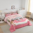 thumbnail image 2 of Sloth Juego de edredón de las niñas Floral Sloth Pink juego de cama para niños Niños Niñas, 2 of 7