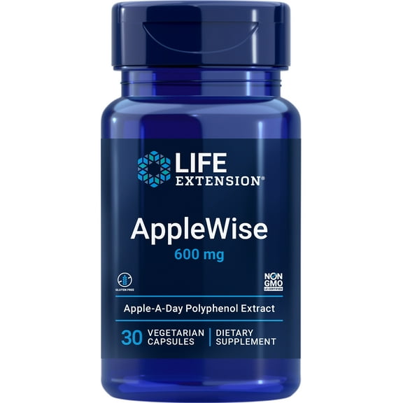 Life Extension AppleWise 600 mg - Apple polyphenols to support overall health - Gluten-Free, Non-GMO - 30 Vegetarian Capsules