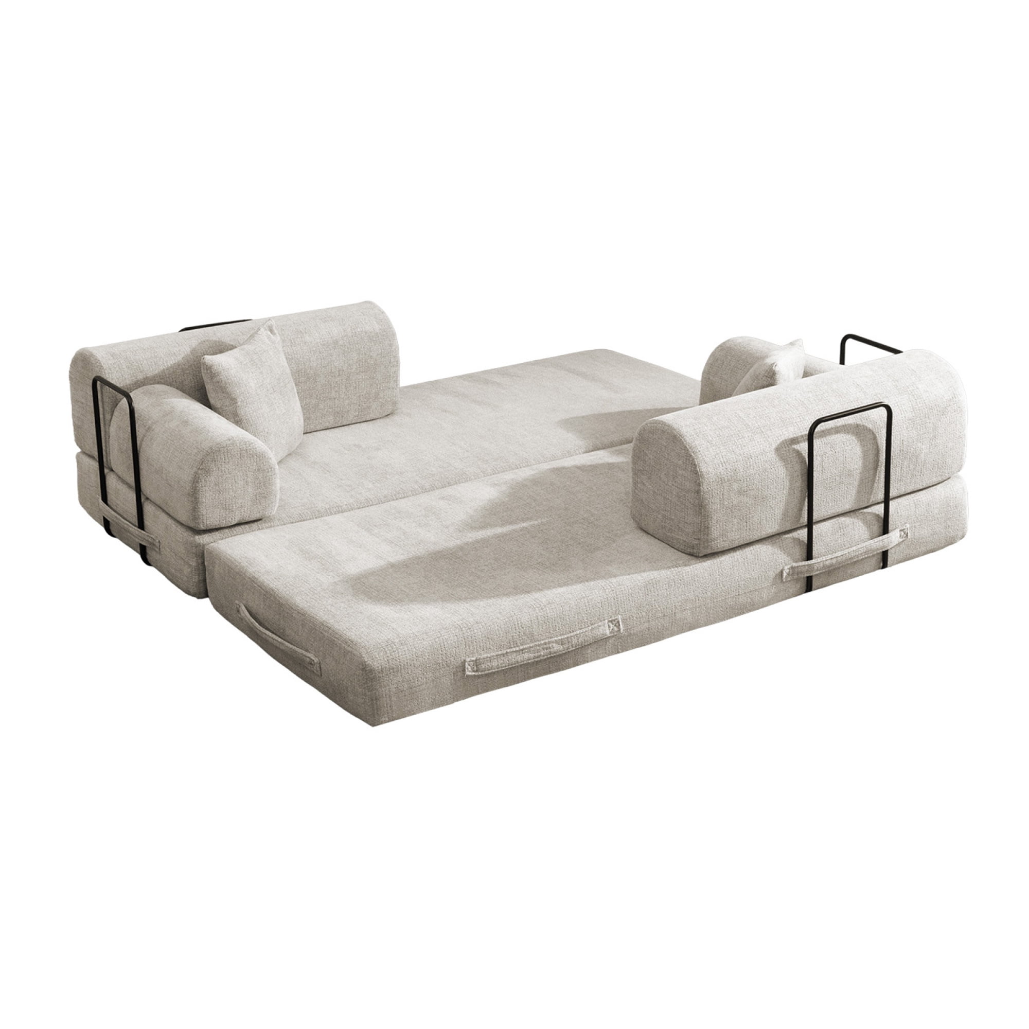 Leumius 78" Convertible Sleeper Sofa Bed,Folding Mattress Couch with Fixed-Shape Frame,Floor Sofa Lounge Couch for Living Room Bedroom,Light Camel