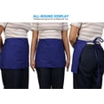 thumbnail image 3 of Pure Cotton Waitress Apron - Pack of 2 Blue Half Server Waist Short Aprons with 3 Pockets, 3 of 6