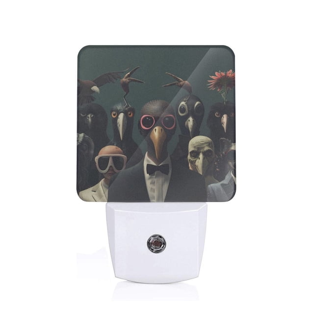 Fotbe Stylish Avian Gathering Luz Nocturna LED, Luz de Noche con Sensor de Luz Natural de Anochecer a Amanecer, Se Enchufa a la Pared, Blanco Cálido 0.5W-US