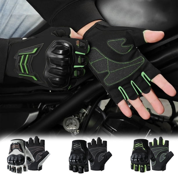 Guantes de Motocicleta Equipo de Protección de Motocross para Hombres | Relleno reforzado, poliéster flexible | Ajuste medio para palmas de 9,5-10 cm | Empuñadura antideslizante, verde/negro/blanco