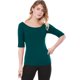 thumbnail image 2 of Camiseta Suave de media manga Allegra K con cuello redondo Entallado para Mujer Verde oscuro L, 2 of 6