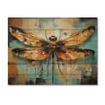 thumbnail image 3 of Designart "Orange Dragonfly Insects Flight composition I" Animals Print on Natural Pine Wood, 3 of 5