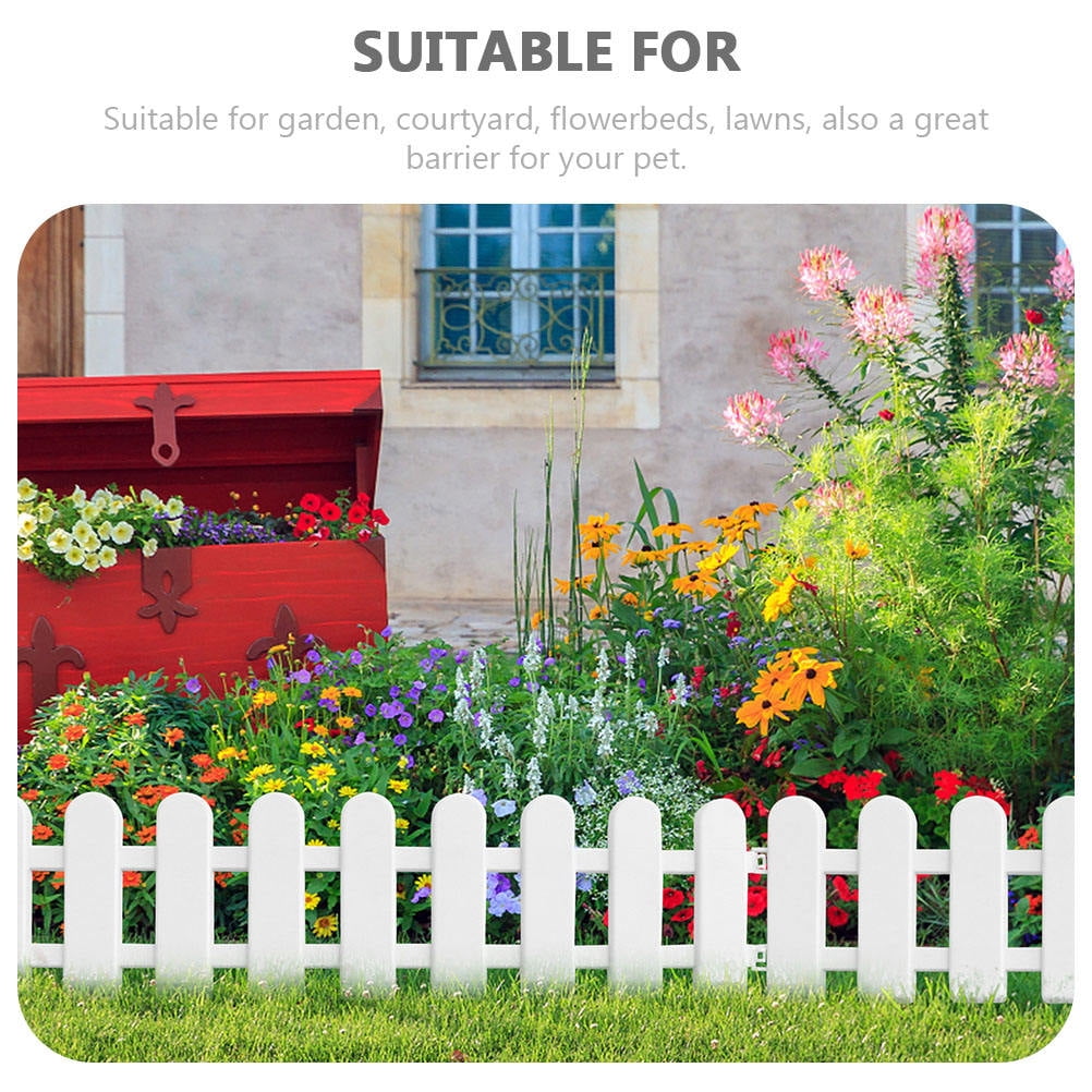 Pretyzoom 6Pcs White Plastic Garden Border Fence Decorative Courtyard Fence Easy Install Sturdy Design
