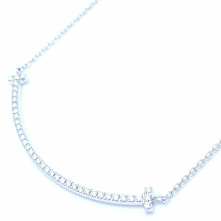 Pre-Owned TIFFANY&Co. Tiffany T Smile Necklace Diamond Small K18WG  