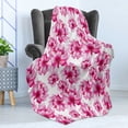 thumbnail image 4 of Watercolor Soft Flannel Fleece Blanket, Abstract Floral Arrangement Peonies Pattern Botany Themed and Nature Inspired, Cozy Plush for Indoor and Outdoor Use, 50" x 60", Pink Magenta, by Ambesonne, 4 of 5