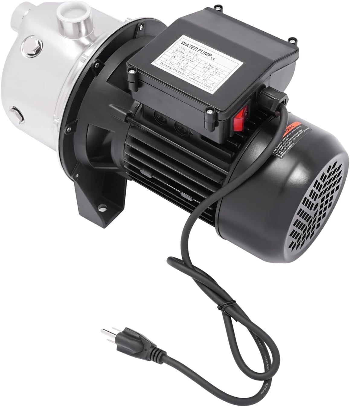 110V 1.2kw 3420rpm Shallow Well Pump,157ft Lift Portable Water Pump Stainless Steel Garden Pump Draining Irrigation Pump,for Lawn Irrigation, Lake Fountain (1.6HP)
