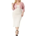 thumbnail image 2 of Agnes Orinda Women's Plus Size Elegant Hollow Out 1/2 Sleeve Crop Shrug 3X Dark Pink, 2 of 6