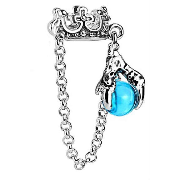 Ear cuff Crown with Chain and Dragon Ball Dangle Non-Piercing Earring