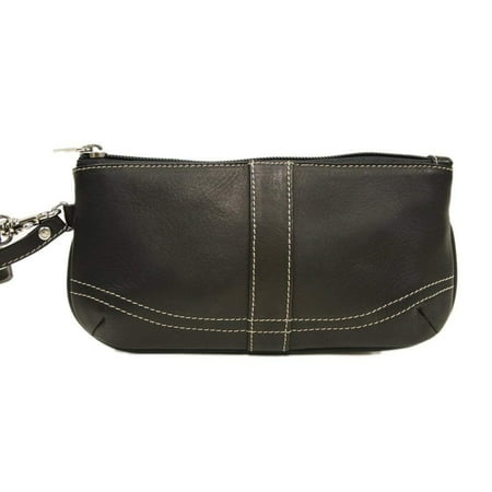 Piel Leather Large Ladies Wristlet, Black, One Size