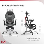 Ergonomic Office Chair,Computer Desk Gaming Chair with 6D Armrest Height Adjustable,136° Tilt for Office and Gaming