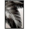 thumbnail image 3 of PixonSign Framed Canvas Print Wall Art Duotone Palm Leaves and Gray Background Nature Plants Photography Modern Art Chic Relax/Calm Dark Black and White for Living Room, Bedroom, Office - 24"x36", 3 of 5