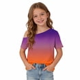 thumbnail image 6 of Atogsazn Girls Summer Gradient Short Sleeve Tshirt Kids Casual One Shoulder T-shirt with Strap Tunic Tee Orange 9-10 Years Fashion, 6 of 9