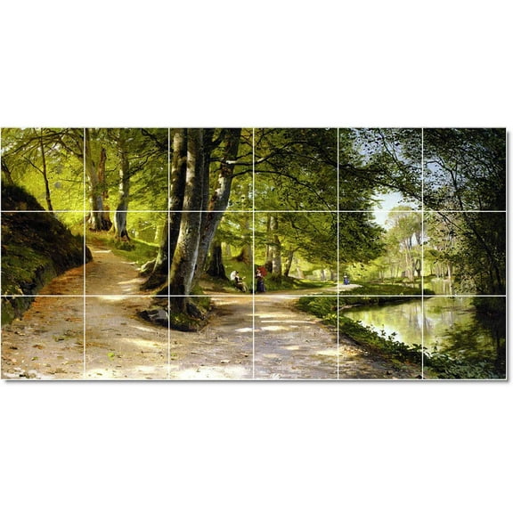 Ceramic Tile Mural-Peder Mork Monsted Landscapes Painting 398. 25.5" w x 12.75" h using (18) 4.25 x 4.25 ceramic tiles