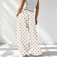 thumbnail image 5 of Textilo Polka Dot Pants for Women Wide Leg Elastic High Waisted Sweatpants with Pockets Drawstring Joggers Fall Winter Loose Fit Baggy Comfy Casual Slacks,Beige 4XL, 5 of 5